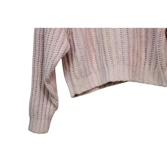 Vintage 80s 90s Cropped Sweater Size Medium Chunky Knit Crochet Ramie Cotton - Picture 9 of 11